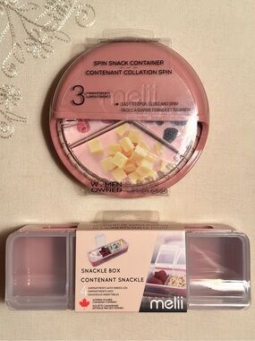 Melii Spin Snack Container & Snackle Box Combo Set Berry Color